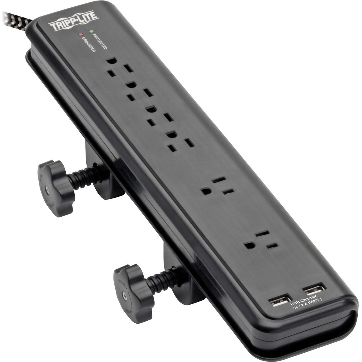 Tripp Lite by Eaton Safe-IT 6-Outlet Surge Protector 2 USB Charging Ports 8 ft. Cord 5-15P Plug 2100 Joules Antimicrobial Protection Black - TLP608DMUAM