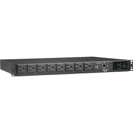 Tripp Lite by Eaton 1.44kW 120V Single-Phase ATS/Monitored PDU - 8 NEMA 5-15R Outlets, Dual 5-15P Inputs, 12 ft. Cords, 1U, TAA - PDUMNH15AT1