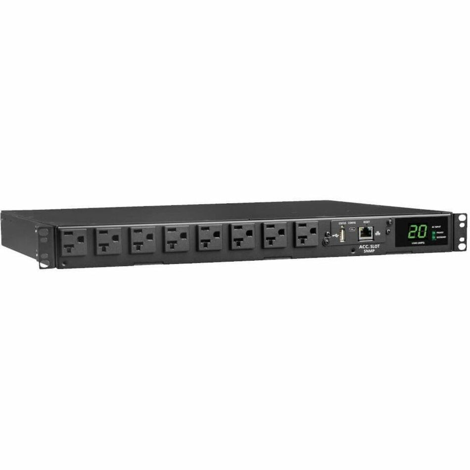 Eaton Tripp Lite Series 1.92kW 120V Single-Phase ATS/Monitored PDU - 16 5-15/20R Outlets, Dual L5-20P/5-20P Inputs, 12 ft. Cords, 1U, TAA - PDUMNH20AT1
