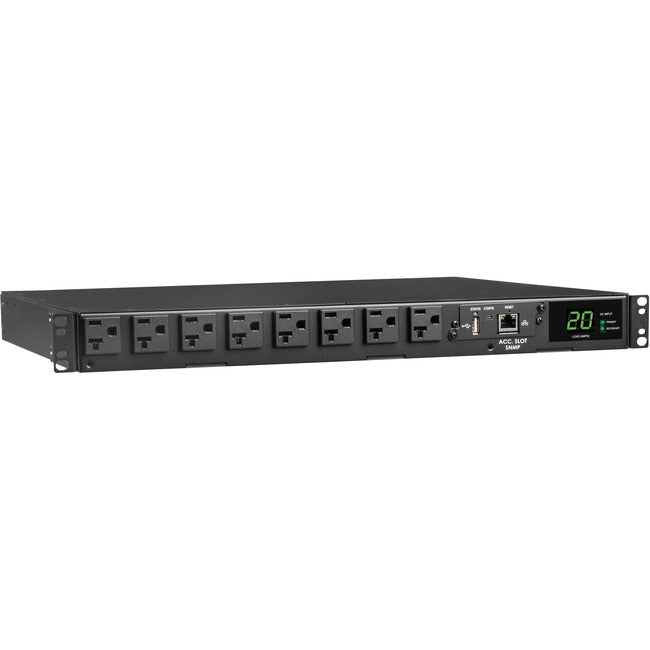 Tripp Lite by Eaton 1.92kW 120V Single-Phase ATS/Monitored PDU - 16 5-15/20R Outlets, Dual L5-20P/5-20P Inputs, 12 ft. Cords, 1U, TAA - PDUMNH20AT1