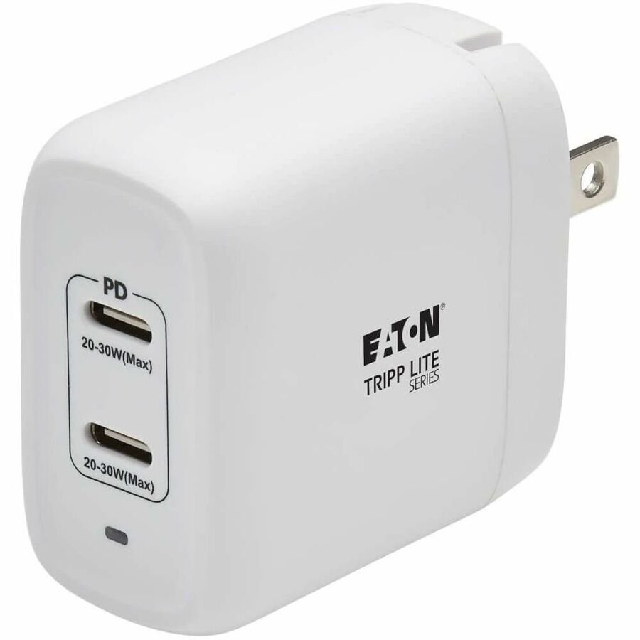 Eaton Tripp Lite Series Dual-Port Compact USB-C Wall Charger - GaN Technology, 40W PD Charging (20W+20W or 30W), White - U280-W02-40C2-G