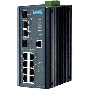 Advantech 8G+2G Port Gigabit Managed Redundant Industrial PoE Switch - EKI-7710G-2CPI-BE