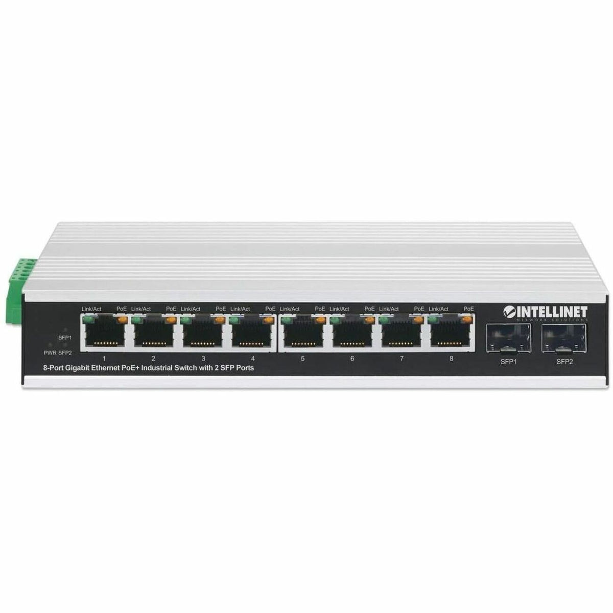 Intellinet Industrial 8-Port Gigabit Ethernet PoE+ Switch with 2 SFP Ports - 508261