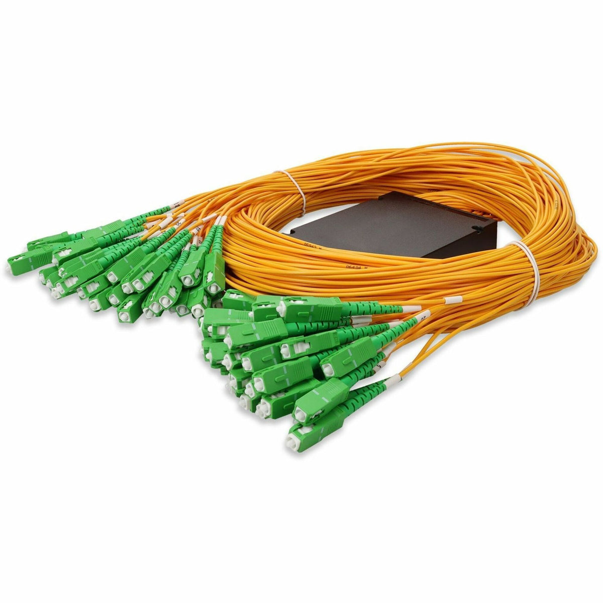 AddOn Single 1xASC 1x (Male) to 64xASC (Male) Yellow OS2 Simplex Fiber Splitter Box with 1.5m pigtails - ADD-1-5MFS1X64SP9ASC