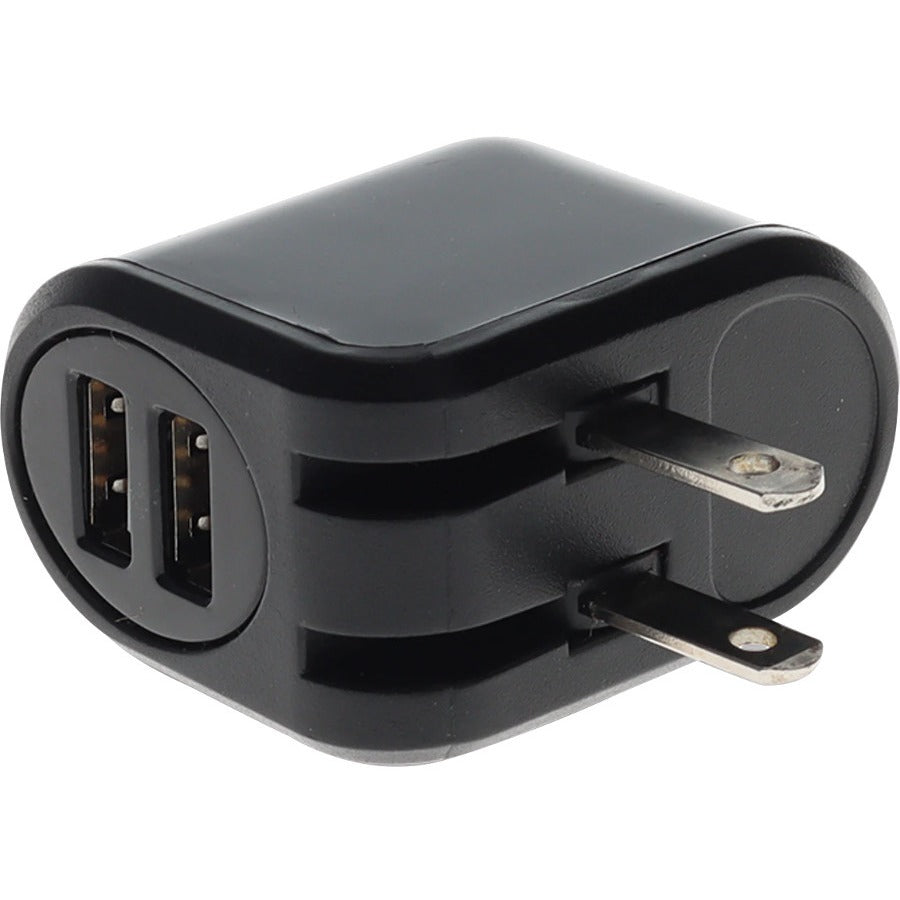 Wall Charger 2X USB-A 2.0 5V at 2.4A Single port or 5V at 1A Dual port 12W total, Black - USAC22USB12WB