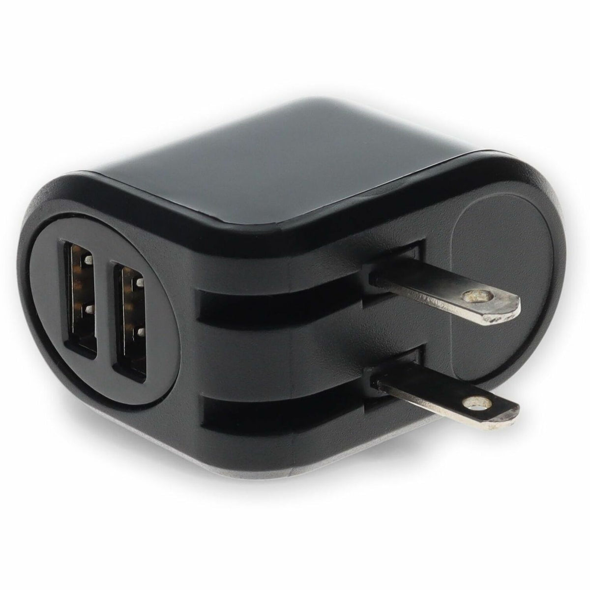 AddOn Wall Charger 2X USB-A 2.0 5V at 2.4A Single port or 5V at 1A Dual port 12W total, Black - USAC22USB12WB