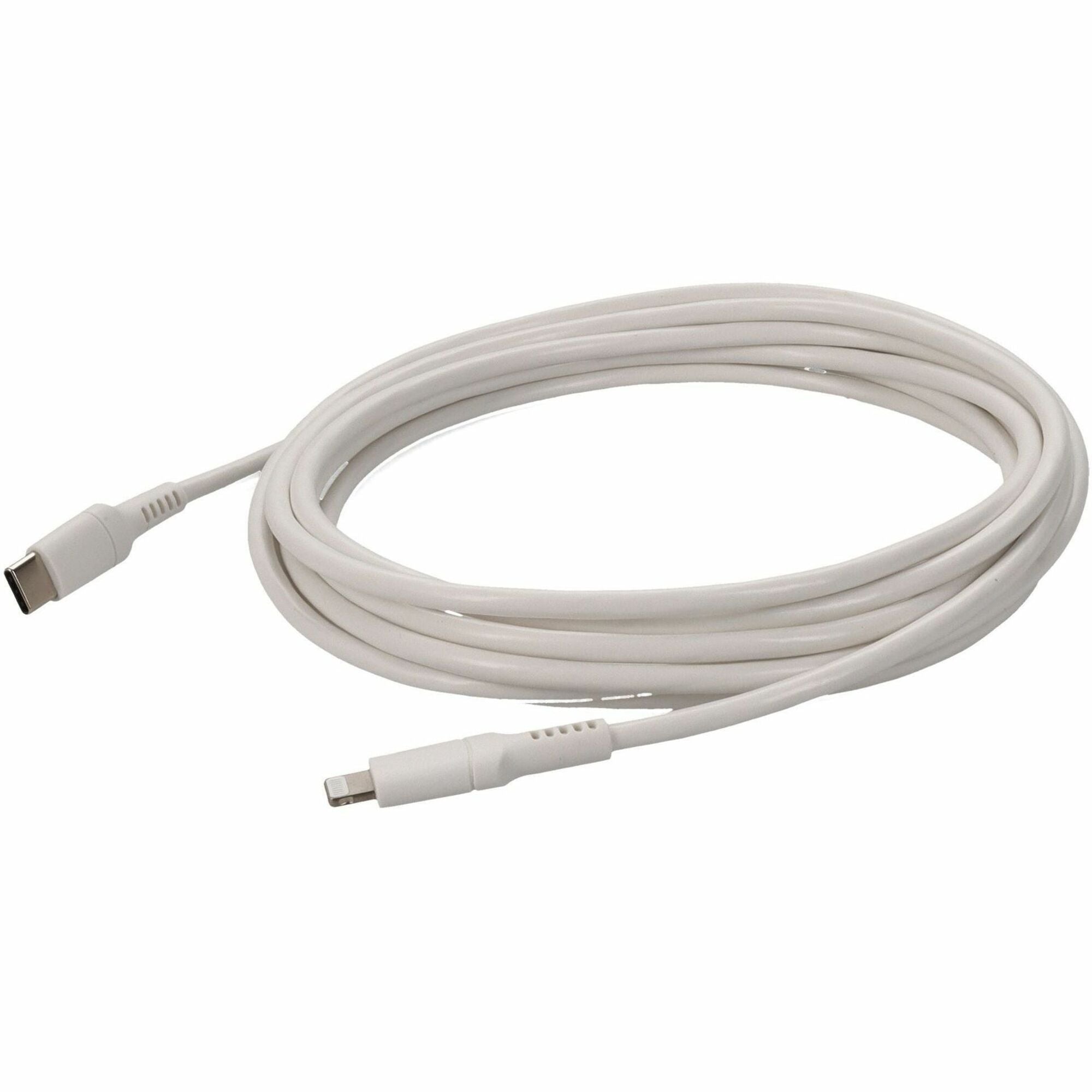 AddOn 3.0m (9.8ft) USB C 3.1 Male to Lightning Male Sync and Charge White Cable - USBC2LGT3MW