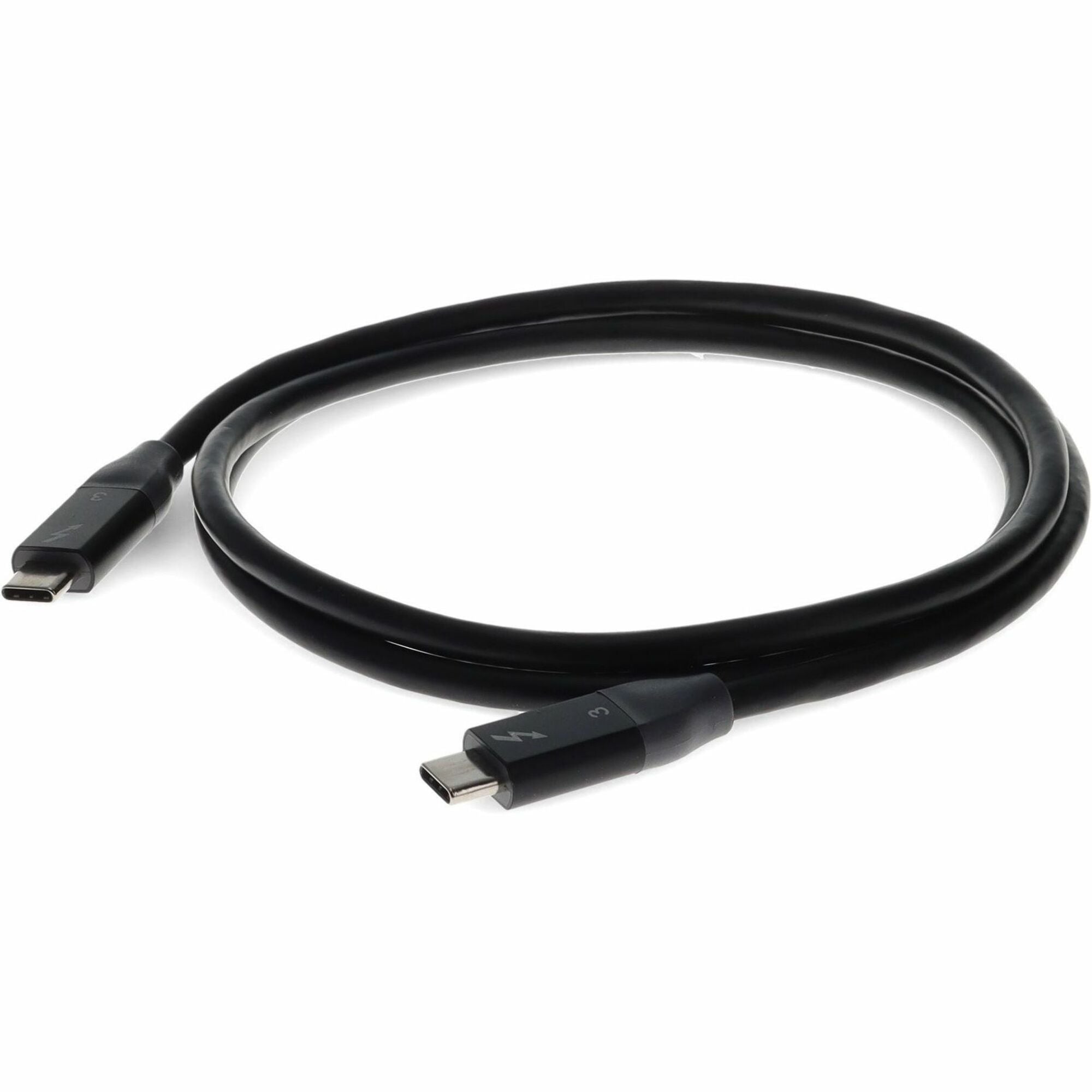 AddOn 1.2m (4.0ft) USB C 3.1 Male to Male Thunderbolt-compatible Sync and Charge Black Cable - USBCTBOLT1-2MB