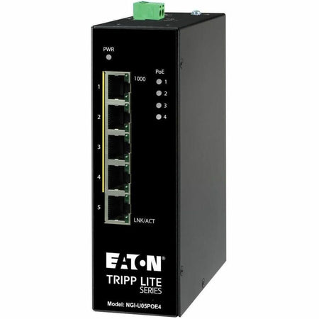 Eaton Tripp Lite Series 5-Port Unmanaged Industrial Gigabit Ethernet Switch - 10/100/1000 Mbps, PoE+ 30W, -10&deg; to 60&deg;C, DIN Mount, TAA - NGI-U05POE4