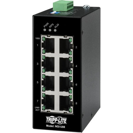 Tripp Lite by Eaton 8-Port Unmanaged Industrial Gigabit Ethernet Switch - 10/100/1000 Mbps DIN Mount - TAA Compliant - NGI-U08