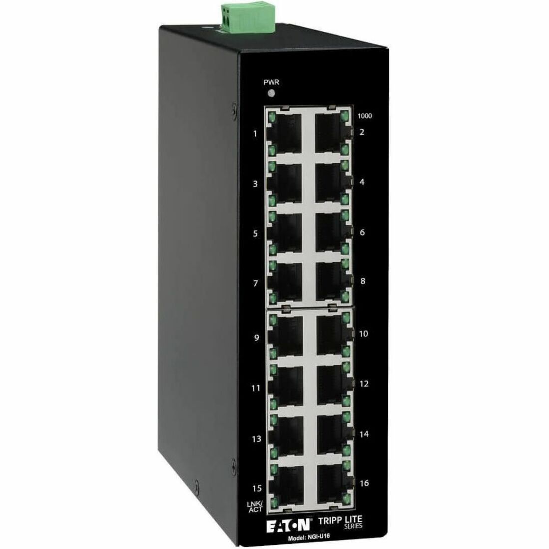 Eaton Tripp Lite Series 16-Port Unmanaged Industrial Gigabit Ethernet Switch - 10/100/1000 Mbps, DIN Mount, TAA - NGI-U16