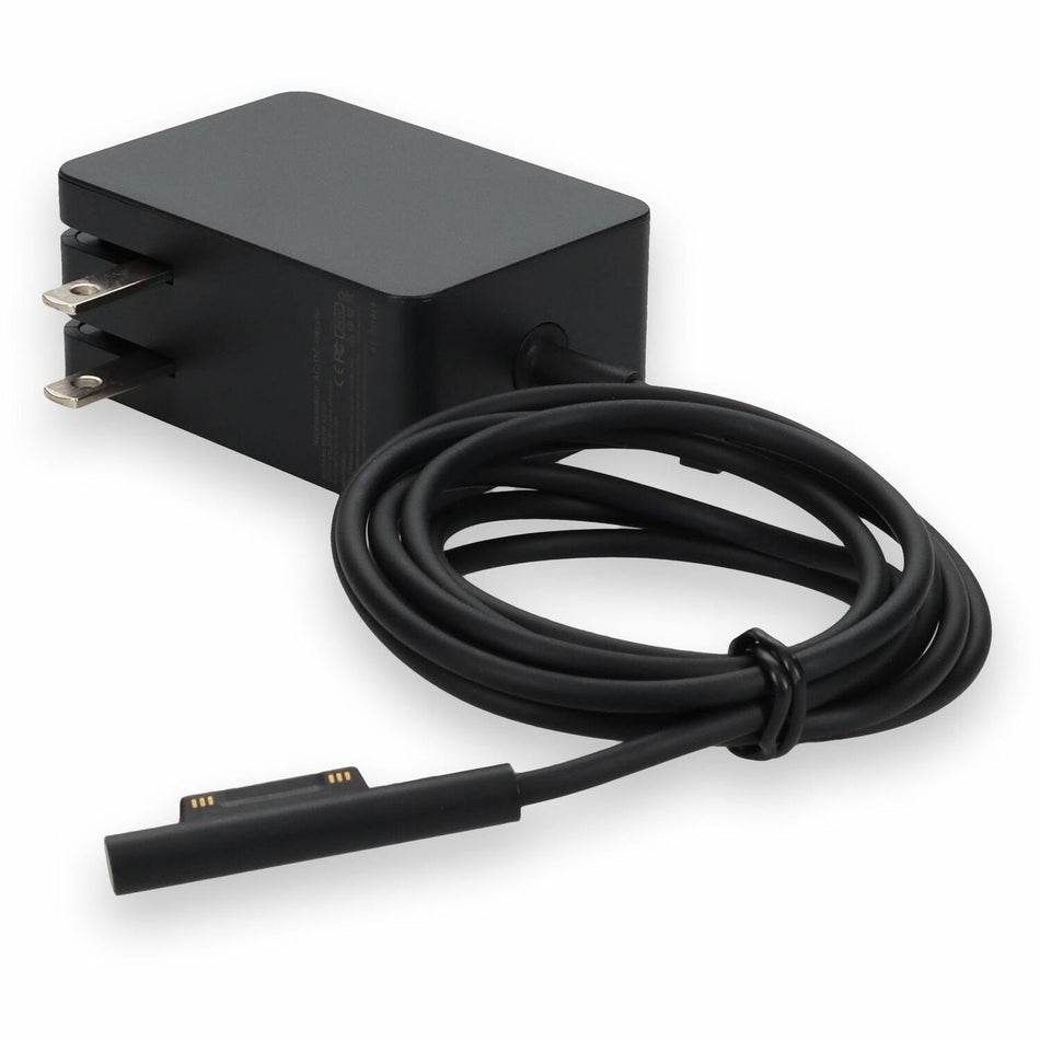 AddOn Microsoft LAC-00001 Compatible 24W 12V at 2.0A Black Magnetic Tip Laptop Power Adapter and Cable - LAC-00001-AA
