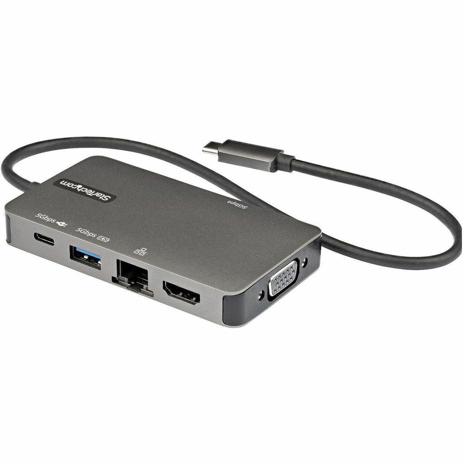 StarTech.com USB-C Multiport Adapter, USB C to 4K HDMI or VGA, USB Type-C Mini Dock, 100W PD Passthrough, 3x USB 3.0, GbE, 12" Long Cable - DKT30CHVPD2