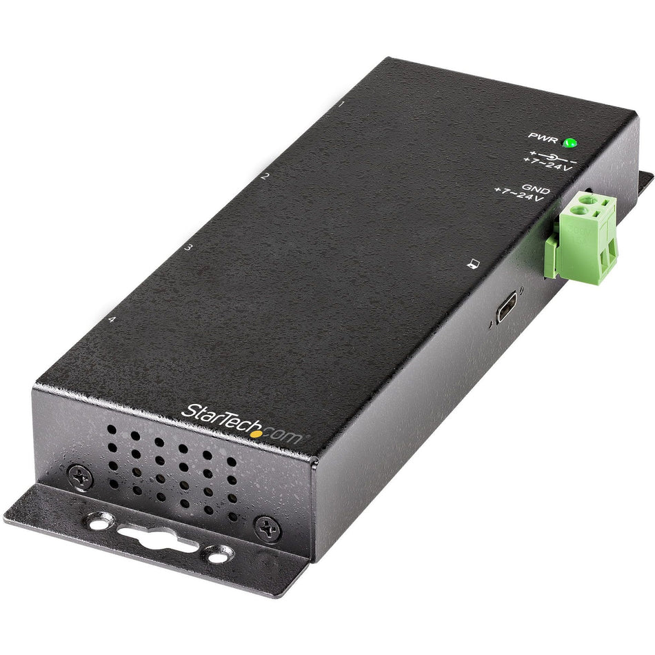 StarTech.com 4 Port USB C Hub 10Gbps, Metal Industrial USB-C Hub, 2x USB-C & 2x USB-A, ESD Surge Protection, Self-Powered USB Type-C Hub - HB31C2A2CME