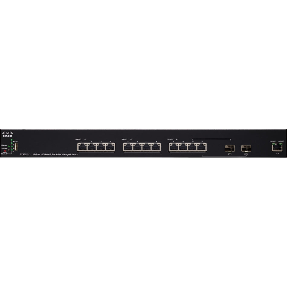 Cisco SX350X-12 12-Port 10GBase-T Stackable Managed Switch - SX350X-12-K9-NA-RF