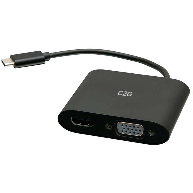 C2G USB C to HDMI & VGA Dual Monitor Adapter - 4K 30Hz - Black - C2G29830