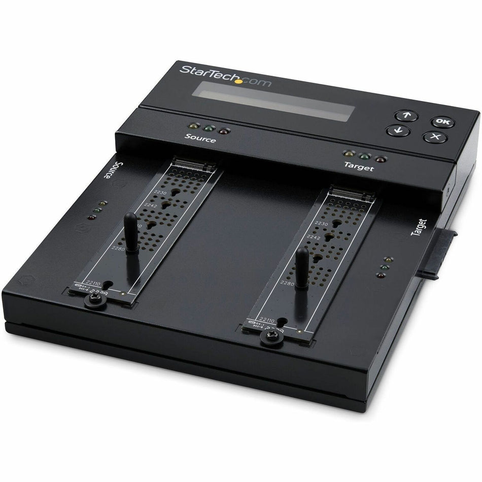 StarTech.com Standalone Dual Bay M.2 SATA/NVMe Duplicator/Eraser, HDD/SSD Cloner/Wiper, M.2 PCIe/AHCI, Hard Drive Sanitizer/Copier, TAA - SM2DUPE11