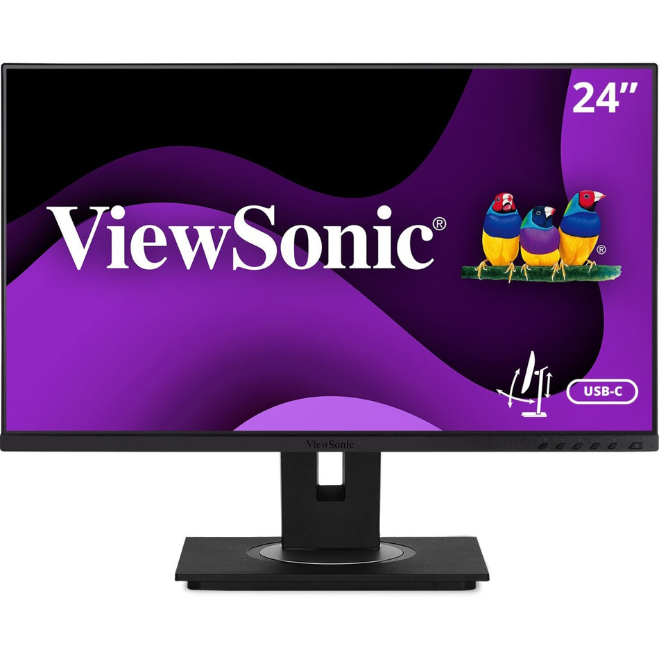ViewSonic VG2456A 24 Inch 1080p IPS Monitor with USB C 3.2 with 90W Power Delivery, Docking Built-In, RJ45, 40 Degree Tilt Ergonomics for Home and Office - VG2456a