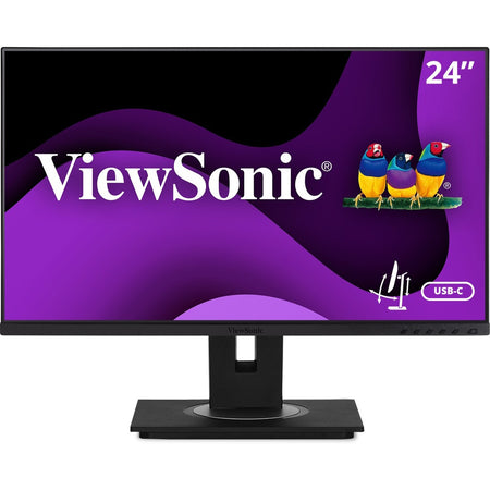 ViewSonic VG2456A 24 Inch 1080p IPS Monitor with USB C 3.2 with 90W Power Delivery, Docking Built-In, RJ45, 40 Degree Tilt Ergonomics for Home and Office - VG2456A