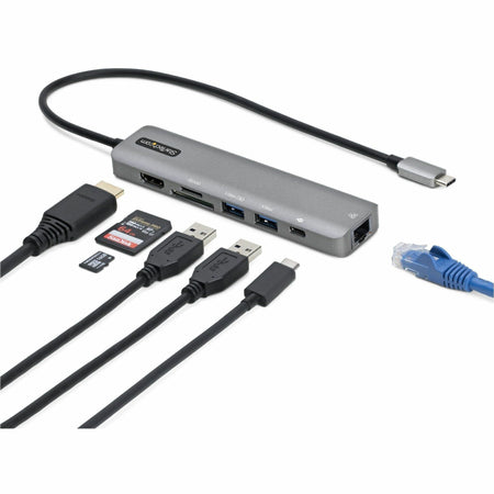 StarTech.com USB-C Multiport Adapter Hub, USB-C to 4K 60Hz HDMI, Gigabit Ethernet and 100W Charging for Macbook Pro / Air and Windows - DKT30CHSDPD1