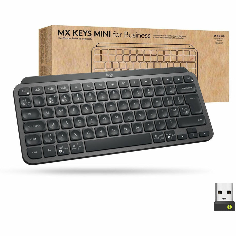 Logitech MX Keys Mini Wireless Illuminated Keyboard for Business, Compact, Logi Bolt Technology, Graphite - 920-010594