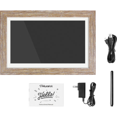 Aluratek 13.3" WiFi Touchscreen Distressed Wood Digital Photo Frame - ASHDPF13F