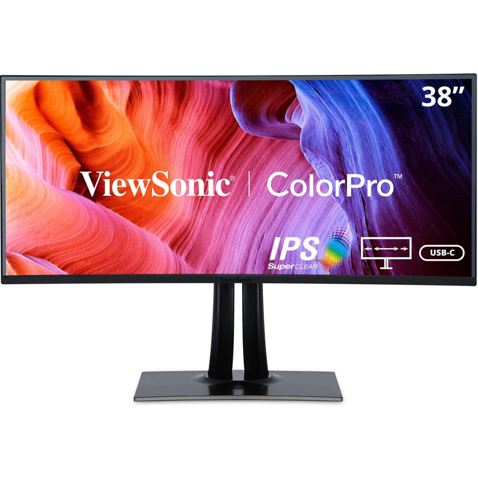 ViewSonic VP3881A 38-Inch IPS WQHD+ Curved Ultrawide Monitor with ColorPro 100% sRGB Rec 709, Eye Care, HDR10 Support, USB C, HDMI, USB, DisplayPort for Professional Home and Office - VP3881A