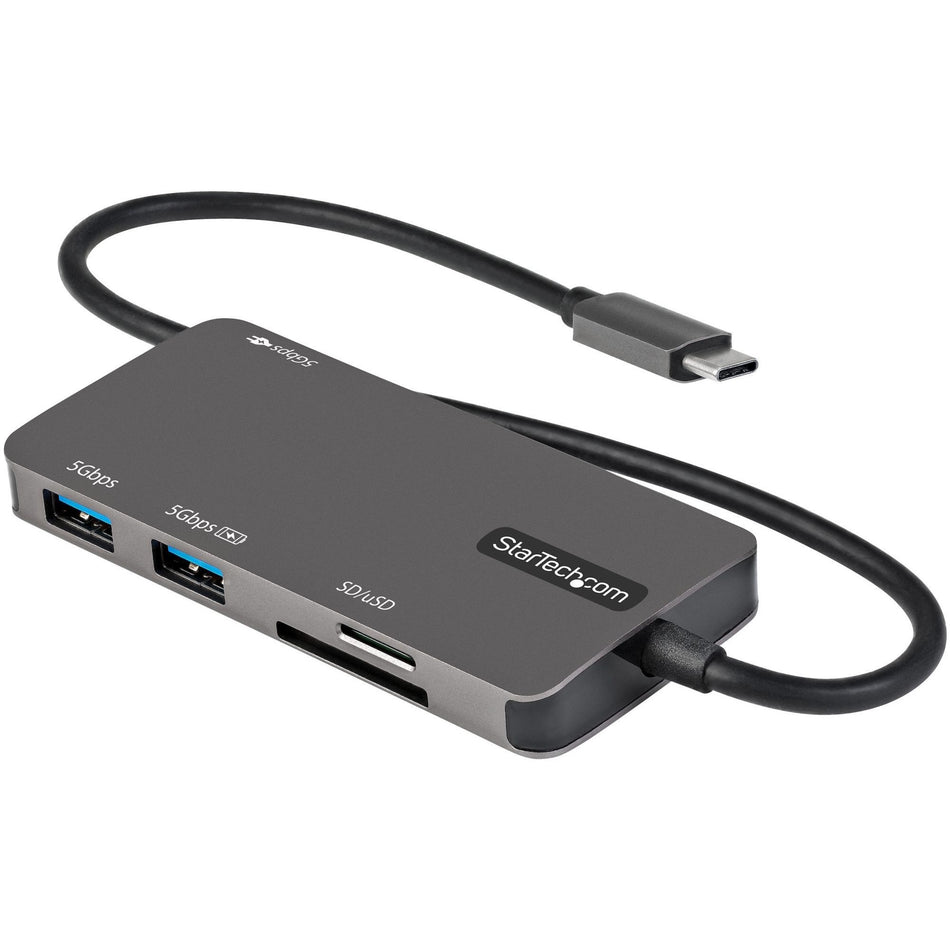 StarTech.com USB C Multiport Adapter, USB-C to 4K HDMI, 100W PD Pass-through, SD/MicroSD, 3xUSB 3.0, USB Type-C Mini Dock, 12" Long Cable - DKT30CHSDPD