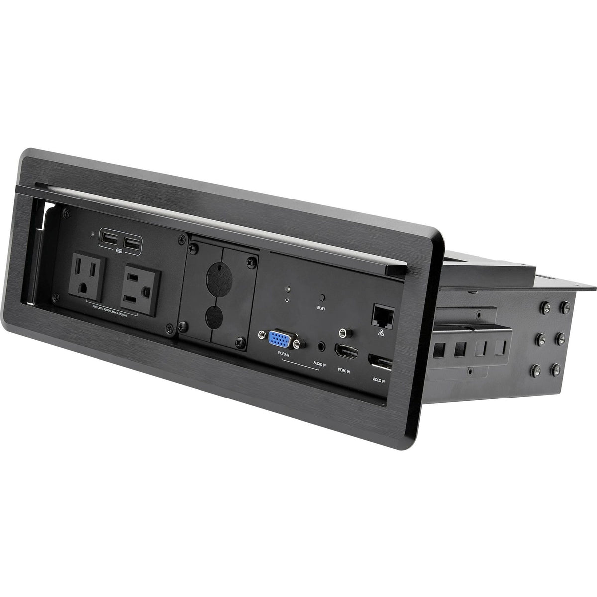 StarTech.com Conference Table Box for AV Connectivity & Charging, 4K HDMI/DP or VGA, GbE, Audio, Power Center w/ 2x USB & 2x UL AC Outlets - KITBXAVHDPNA