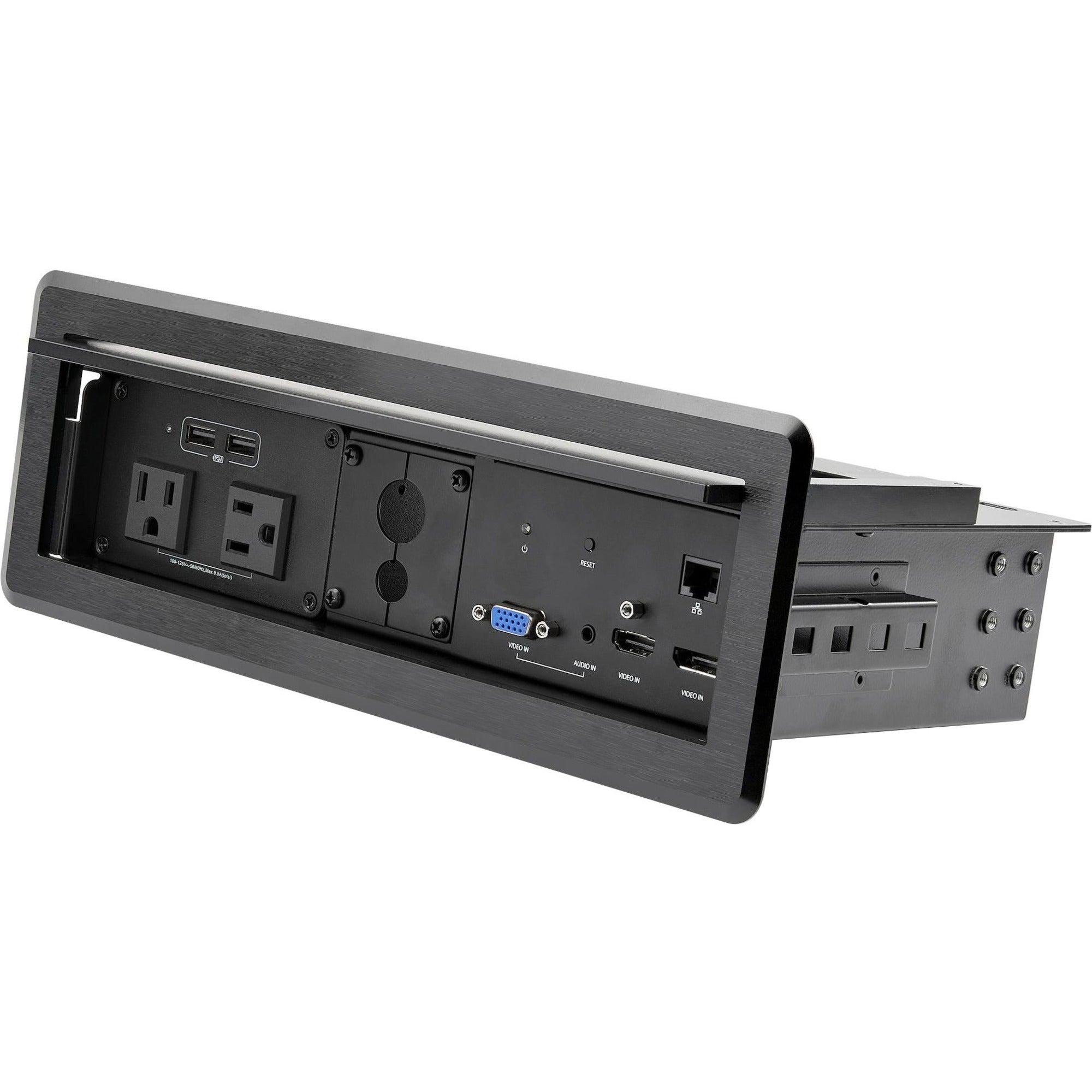 StarTech.com Conference Table Box for AV Connectivity & Charging, 4K HDMI/DP or VGA, GbE, Audio, Power Center w/ 2x USB & 2x UL AC Outlets - KITBXAVHDPNA