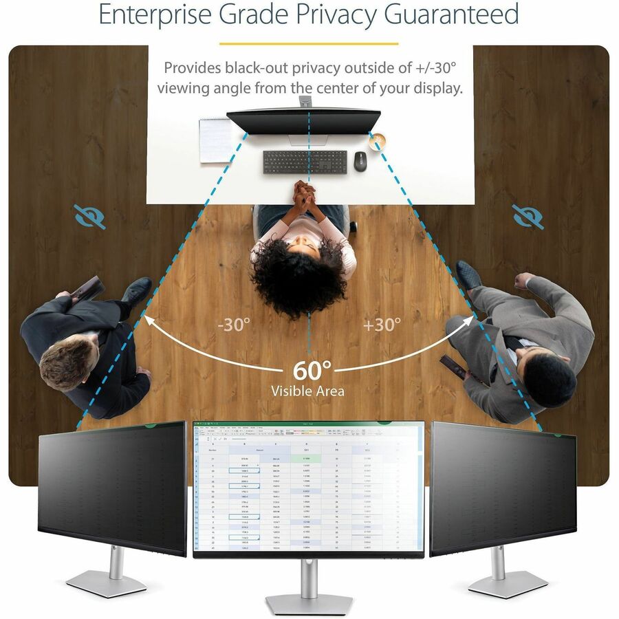 StarTech.com Monitor Privacy Screen for 19" Display - Widescreen Computer Monitor Security Filter - Blue Light Reducing Screen Protector - PRIVACY-SCREEN-19M