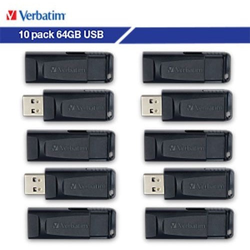 64GB Store 'n' Go&reg; USB Flash Drive - 10pk Business Bulk - Black - 70895