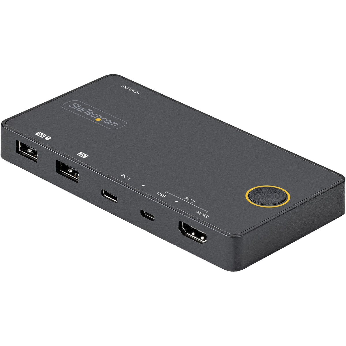 StarTech.com 2 Port Hybrid USB-A + HDMI & USB-C KVM Switch, Single 4K 60Hz HDMI 2.0 Monitor, Compact Desktop and/or Laptop HDMI KVM Switch - SV221HUC4K