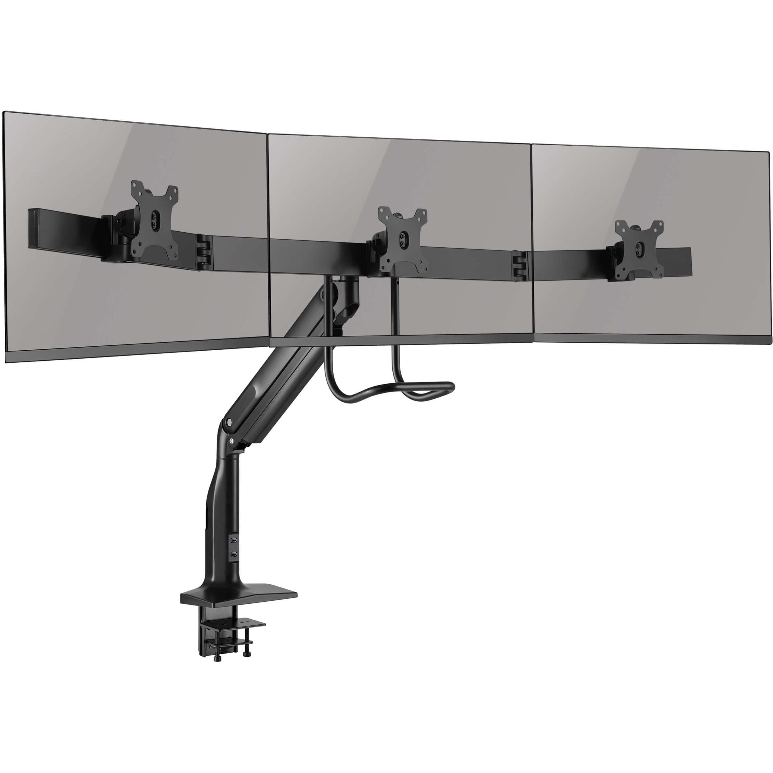 Eaton Tripp Lite Series Safe-IT Precision-Placement Triple-Display Desk Clamp/Grommet with premium gas spring arm and Antimicrobial Tape for 17? to 32? Displays - DMPDT1732AM