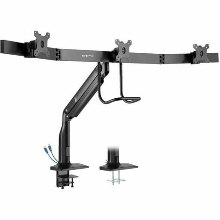 Eaton Tripp Lite Series Safe-IT Precision-Placement Triple-Display Desk Clamp/Grommet with premium gas spring arm and Antimicrobial Tape for 17" to 32" Displays - DMPDT1732AM