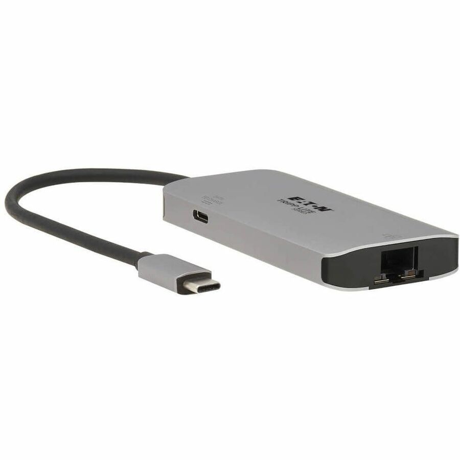 Eaton Tripp Lite Series 3-Port USB-C Hub - USB 3.x (5Gbps) Hub Ports, Gigabit Ethernet, Thunderbolt 3, 100W PD Charging, Aluminum Housing - U460-003-3AGALC