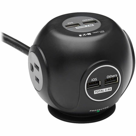 Tripp Lite by Eaton Safe-IT 3-Outlet Spherical Surge Protector 5-15R Outlets 4 USB Charging Ports 8 ft. (2.4 m) Cord Antimicrobial Protection - TLP38UAM