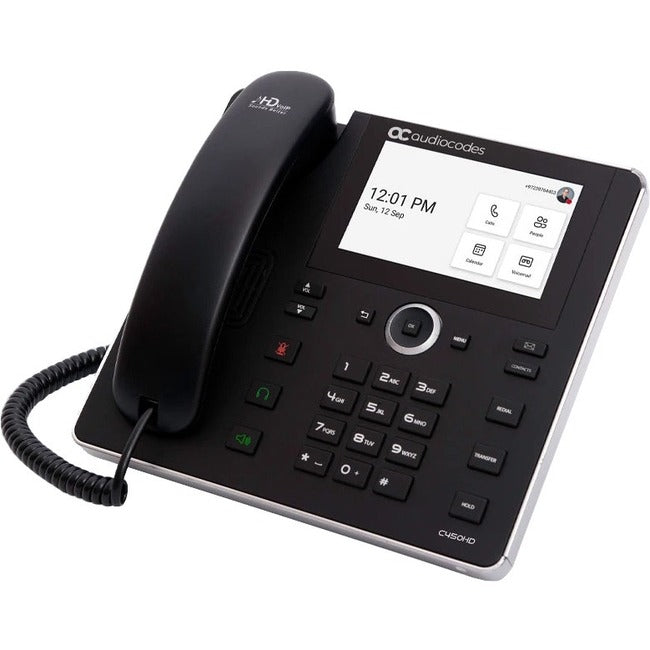 AudioCodes C450HD IP Phone - Corded - Corded - Wi-Fi, Bluetooth - Wall Mountable - Black - UC-C450HDEG-DBW