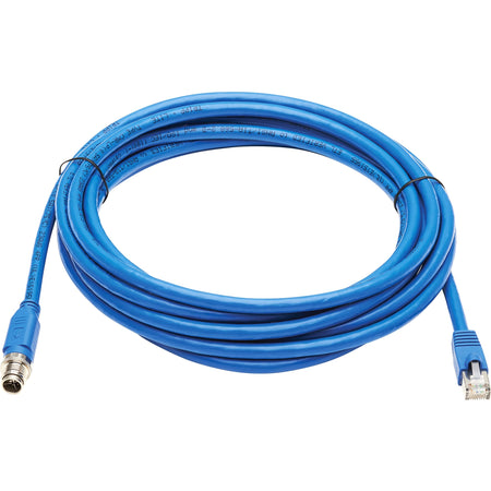 Eaton Tripp Lite Series M12 X-Code Cat6a 10G F/UTP CMR-LP Shielded Ethernet Cable (M12 M/RJ45 M), IP68, PoE, Blue, 10 m (32.8 ft.), TAA - NM12-6A2-10M-BL