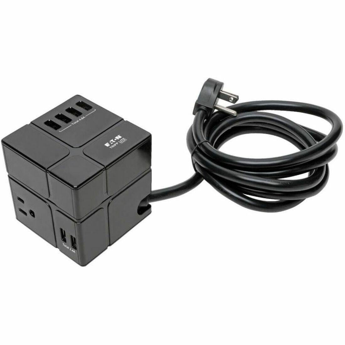 Eaton Tripp Lite Series Safe-IT 3-Outlet Cube Surge Protector, 5-15R Outlets, 6 USB Charging Ports, 8 ft. (2.4 m) Cord, Antimicrobial Protection - TLP368CUBEUAM