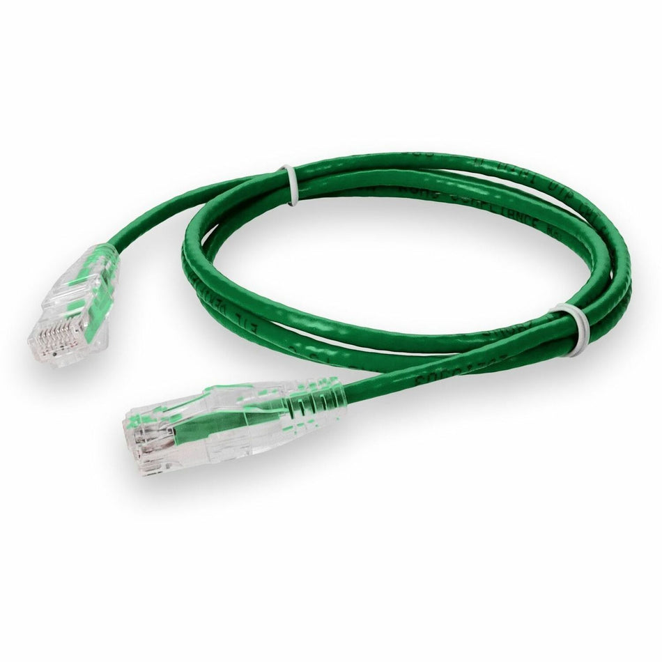 AddOn 1ft Green CAT 6A Slim PVC Ethernet Cable Snagless Clear-Claw RJ-45 M/M - ADD-1FSLCAT6ASN-GN