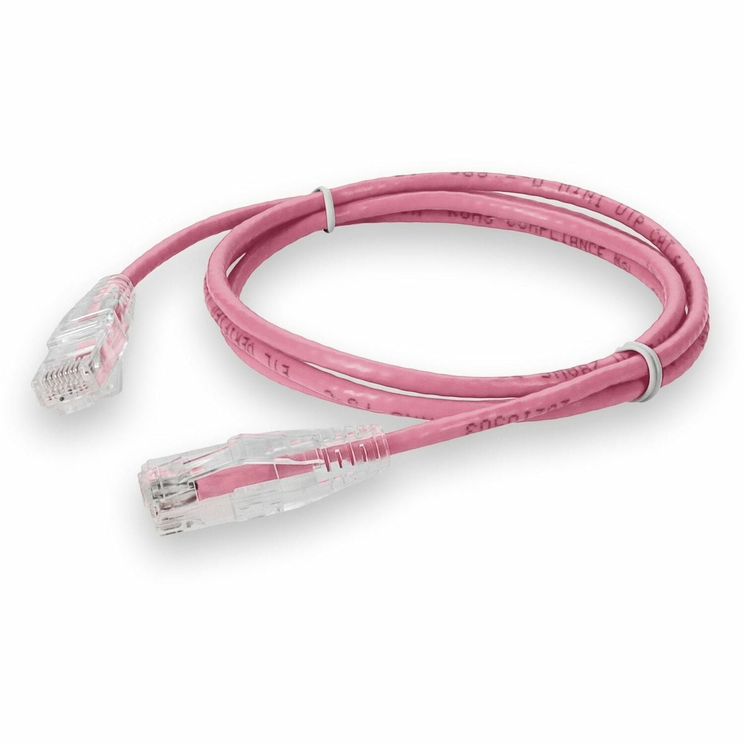 AddOn 1ft Pink CAT 6A Slim PVC Ethernet Cable Snagless Clear-Claw RJ-45 M/M - ADD-1FSLCAT6ASN-PK