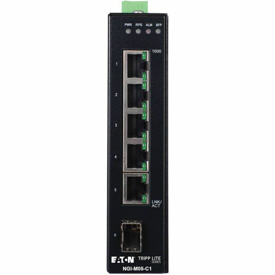 Eaton Tripp Lite Series 5-Port Managed Industrial Gigabit Ethernet Switch - 10/100/1000 Mbps, GbE SFP Slot, -40&deg; to 75&deg;C, DIN Mount, TAA - NGI-M05-C1