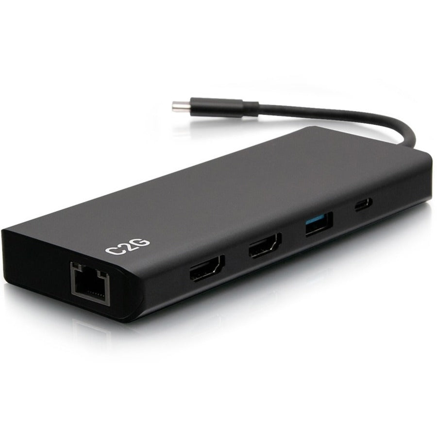 C2G USB-C&reg; 9-in-1 Dual Display Docking Station with 60W Power Supply, HDMI&reg;, Ethernet, USB, 3.5mm Audio and Power Delivery up to 60W - 4K 30Hz (TAA Compliant) - C2G54487