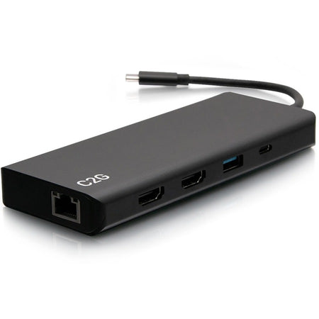 C2G USB-C&reg; 9-in-1 Dual Display Docking Station with 60W Power Supply, HDMI&reg;, Ethernet, USB, 3.5mm Audio and Power Delivery up to 60W - 4K 30Hz (TAA Compliant) - C2G54487