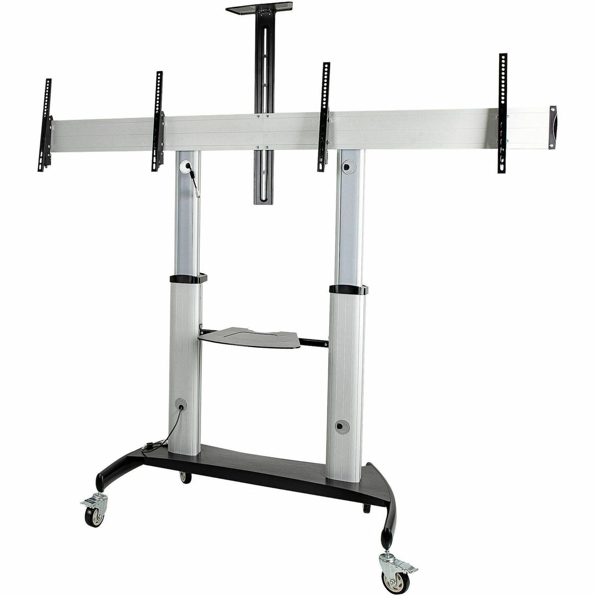 StarTech.com Dual TV Cart, 60in VESA TVs up to 50kg/110lb each, Height Adjustable Mobile Display Mount/Cart, Rolling TV Cart on Wheels - STNDMTVDUO