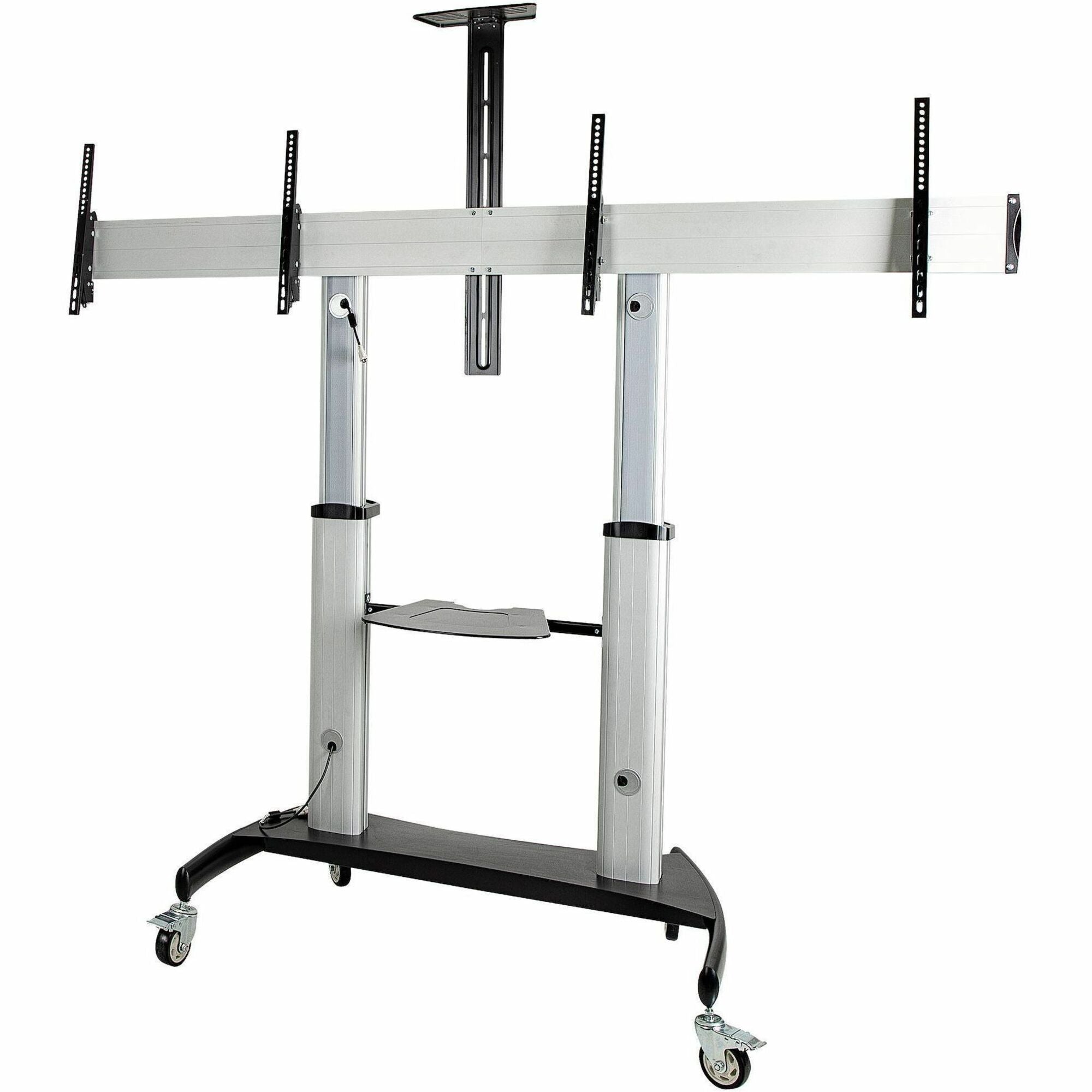 StarTech.com Dual TV Cart, 60in VESA TVs up to 50kg/110lb each, Height Adjustable Mobile Display Mount/Cart, Rolling TV Cart on Wheels - STNDMTVDUO