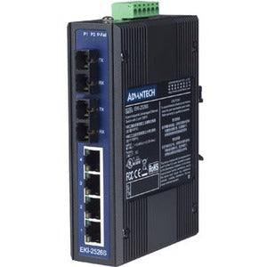 Advantech 4+2 100FX Port Single Mode Unmanaged Industrial Ethernet Switch - EKI-2526S-AE