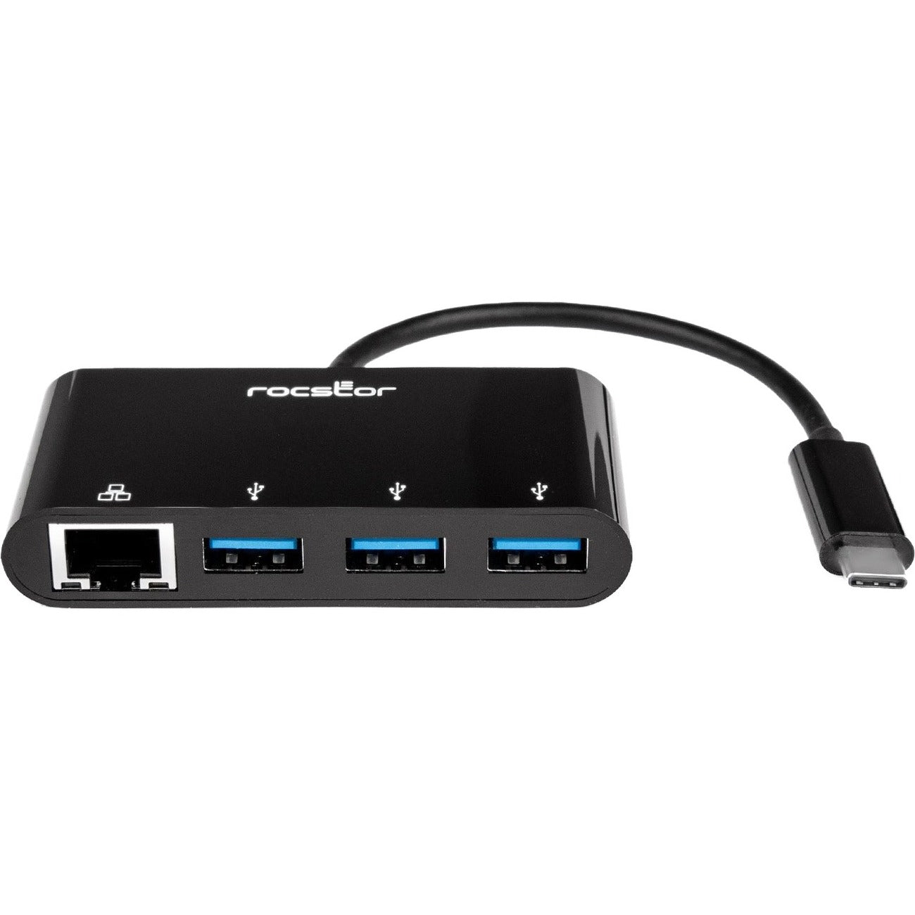 Rocstor Premium USB-C to USB-A(3.0) 3 Port Hub with Gigabit Ethernet - Y10A251-B1