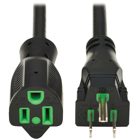 Eaton Tripp Lite Series Safe-IT Antibacterial Hospital-Grade Extension Cord, 5-15P to 5-15R - Green Dot, 13A, 125V, 16 AWG, Black, 10 ft. (3 m) - P022AB-010-HG